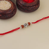 Bali Peacock Design With Dual Rudraksha Silver Rakhi